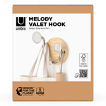 Вешалка настенная melody, 2 крючка, натуральное дерево/никель