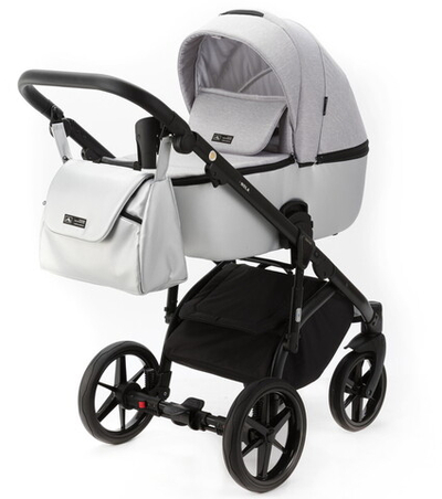 Детская коляска Adamex Nola 2 в 1 N-PS89 (СВ.СЕР + СЕРЕБРИСТАЯ КОЖА)