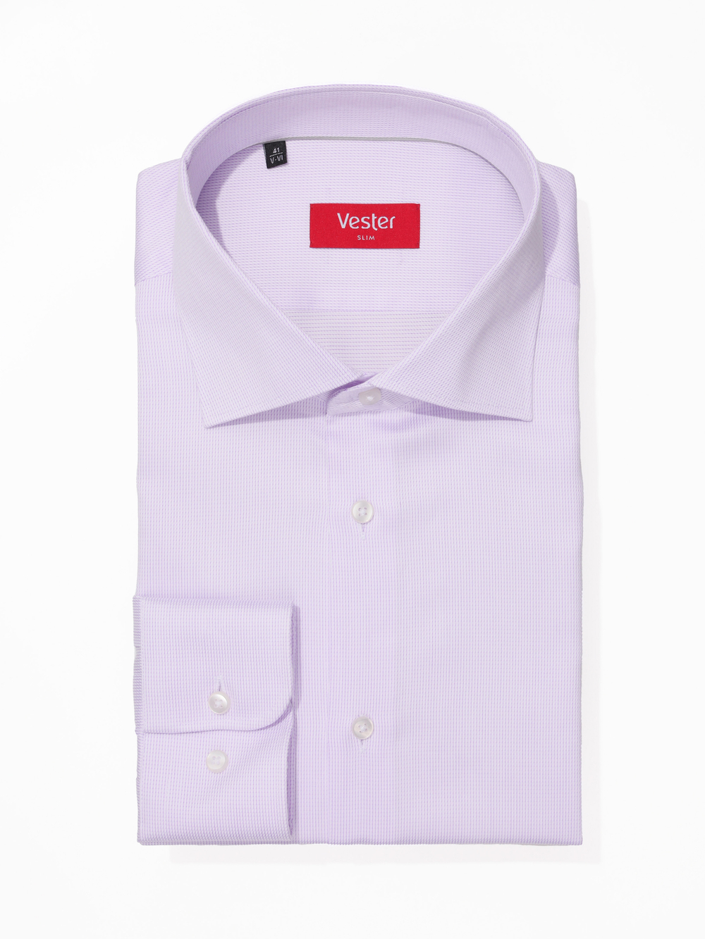 Сорочка мужская VESTER длинный рукав, цвет светло-сиреневый, хлопок 51041 17