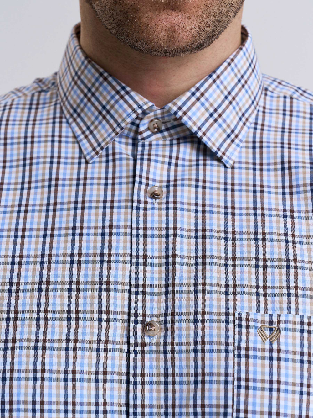 Сорочка мужская VESTER длинный рукав, клетка, хлопок/пэ 55314 46