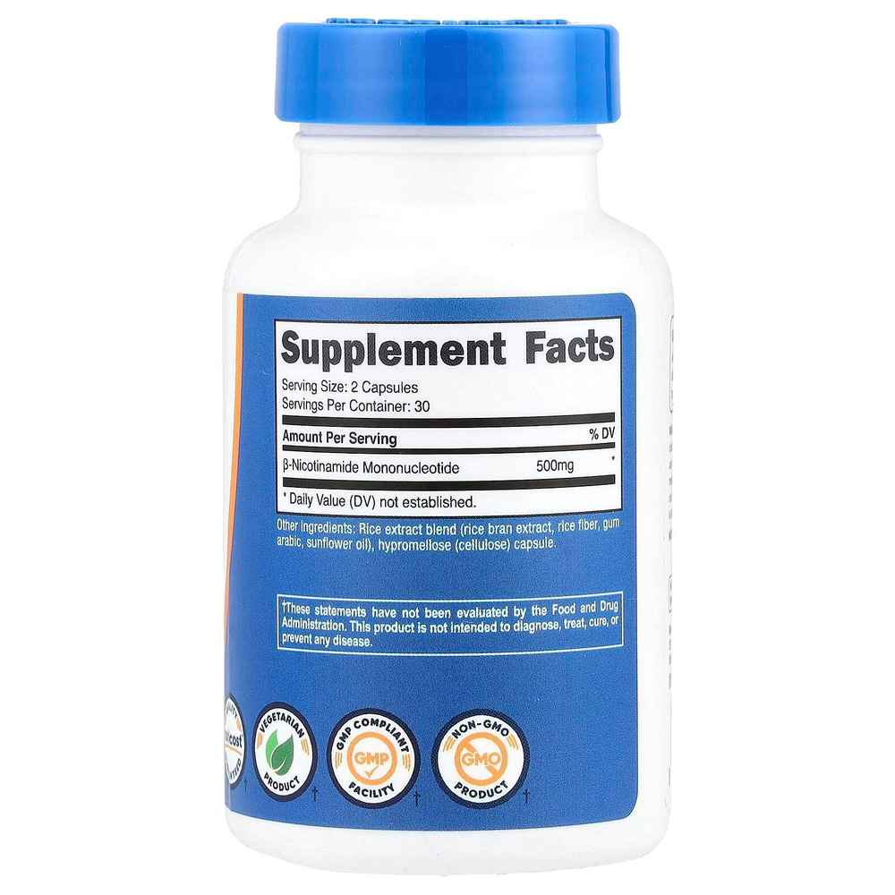 Nutricost, NMN, 60 капсул (250 мг на капсулу)