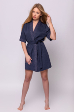 Коротенький халат Beautiful с поясом (Размер: S-M) (Цвет: темно-синий)
