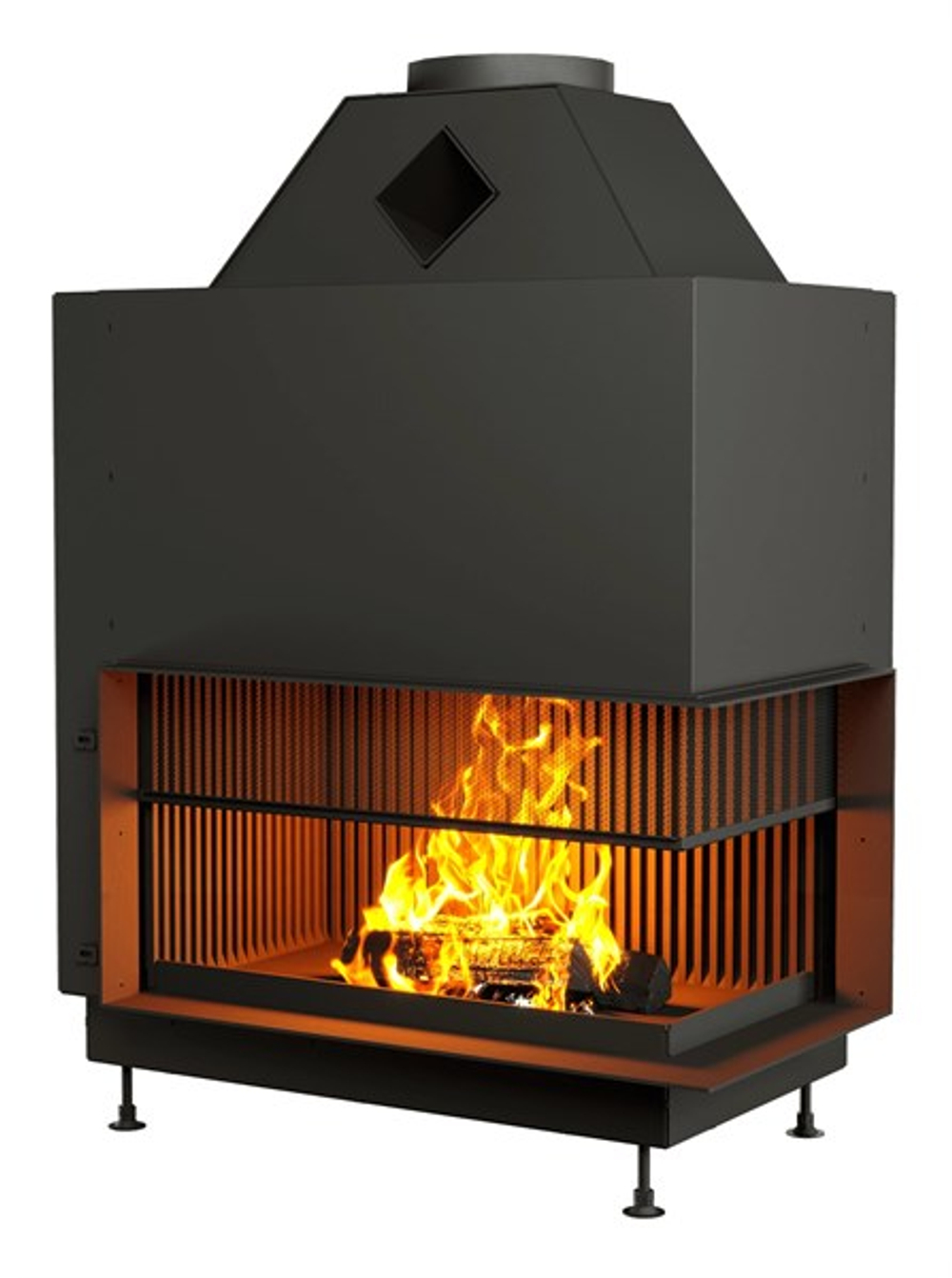 Открытая каминная топка с сеткой АСТОВ О2С 90\50 ПРАВАЯ