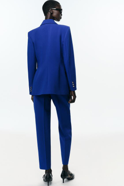 ZARA УЗКИЕ БРЮКИ С ВЫСОКОЙ ПОСАДКОЙ, ЯРКО-СИНИЙ