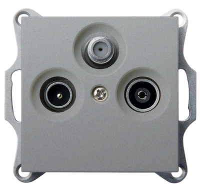 Розетка TV+FM+SAT Φ9.5mm оконечная с накладкой, цвет Алюминий