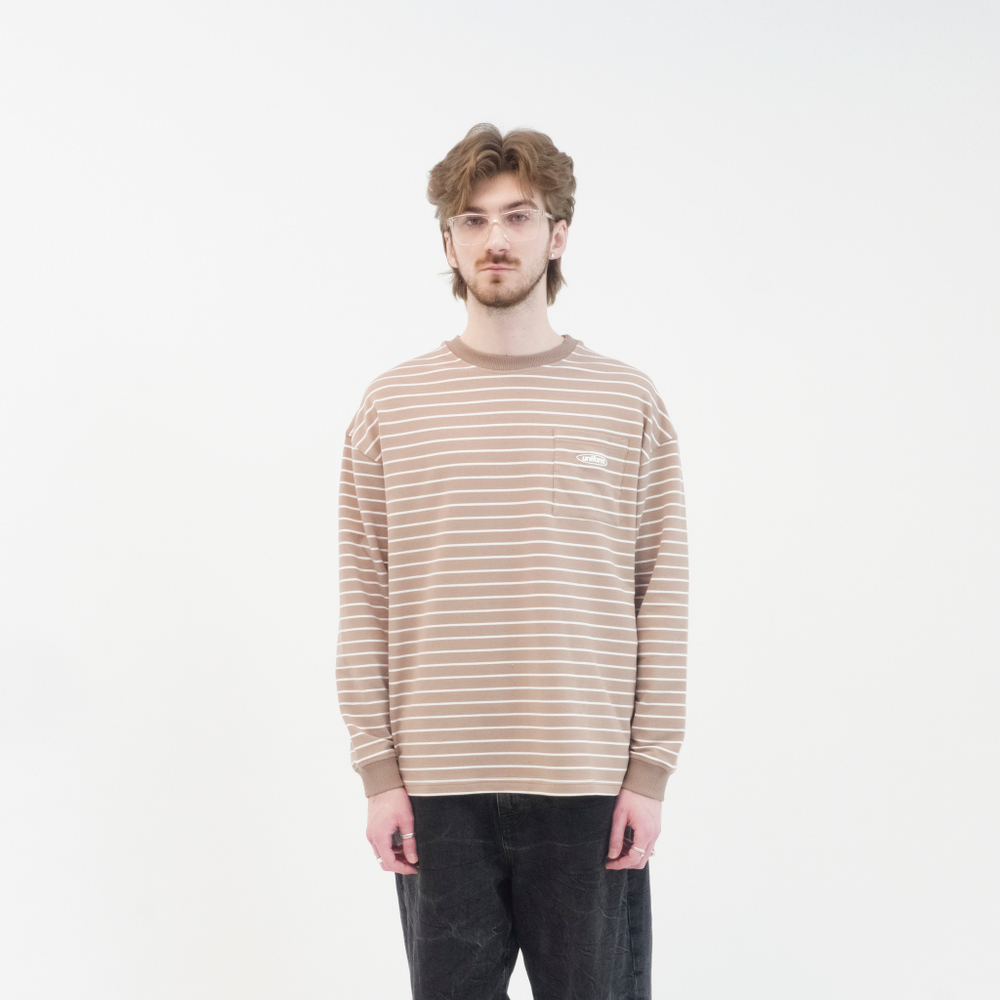 Лонгслив Uniform relaxed pocket stripe бежевый