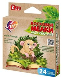 Набор воск. мелков ZOO 24 цв. шестигранные