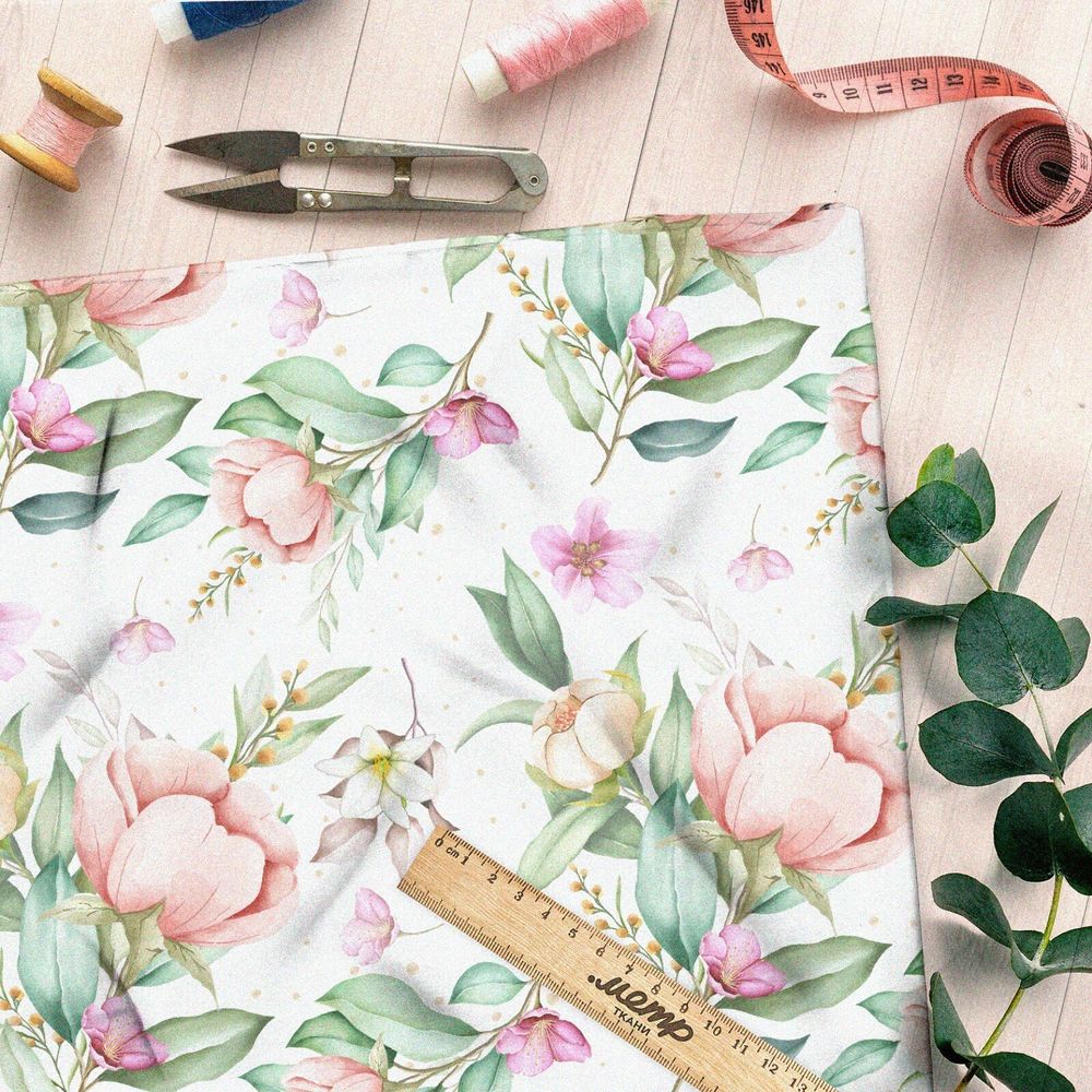 Ткань ниагара розовые бутоны