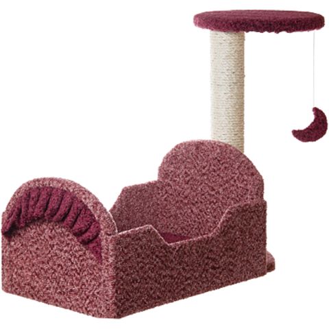Зооник лежанка - кровать с когтеточкой для кошки, велюр (600х330х545)
