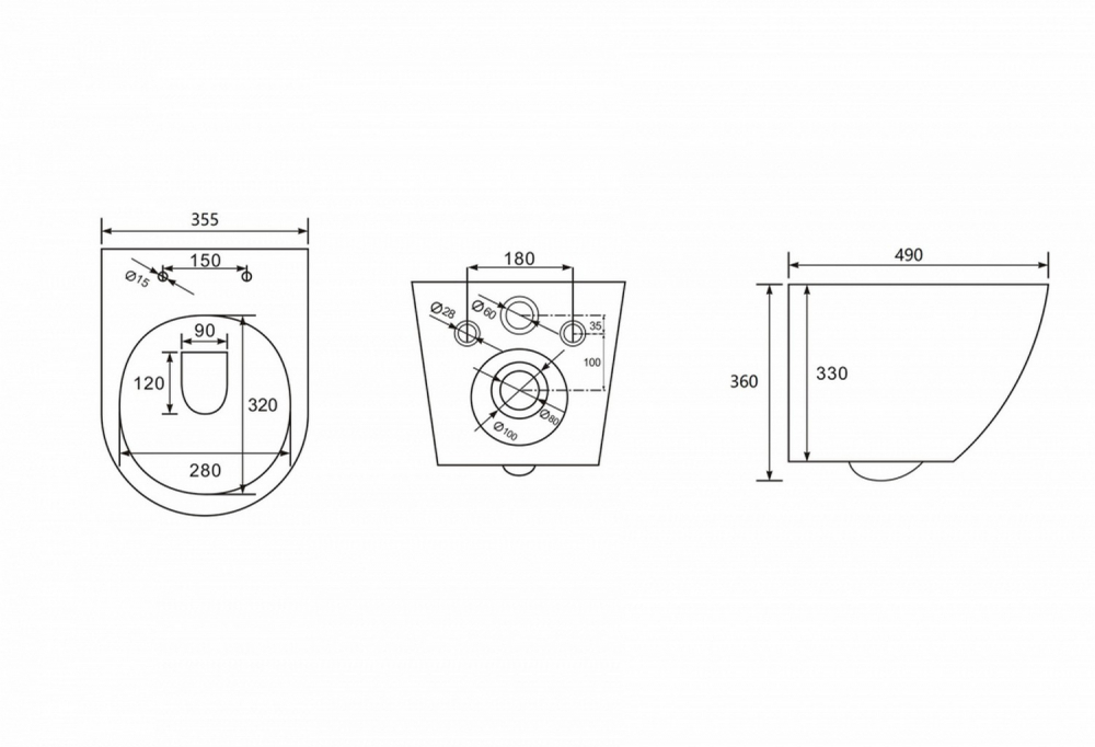 Унитаз ABBER Bequem AC1101TMG подвесной серый матовый, безободковый, смыв торнадо