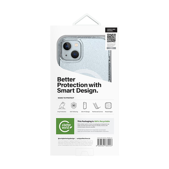 Чехол UNIQ Hybrid Lifepro Xtreme MagSafe для iPhone 15 6.1&quot; прозрачный с блестками (Lucent) (IP6.1(2023)-LPRXMLUC)
