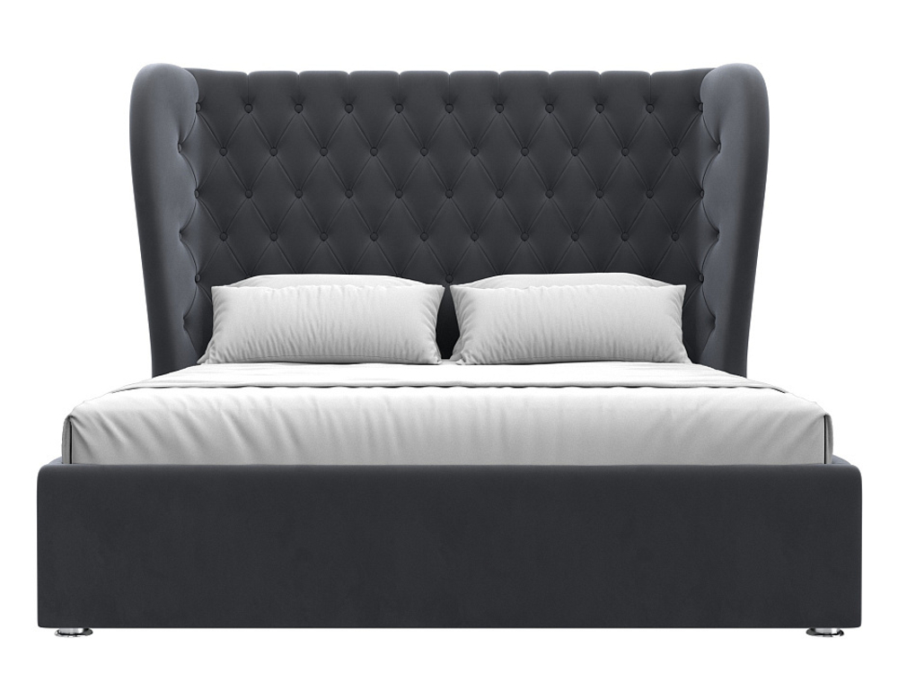 Кровать интерьерная Далия 160, Серый, Велюр, 101087