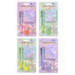 Канцелярский набор Basir с цветным текстовыделителем, 3-ех цветной ручкой, скотчем и блокнотом, серия "Заяц и друзья", ассорти, 19.7*11 см