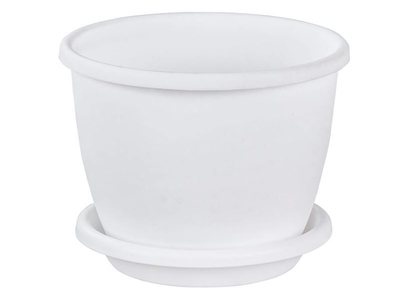 Горшок цветочный Афина 3л с поддоном, белый