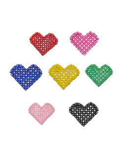 Колье жемчуг, 3 бисерных сердца