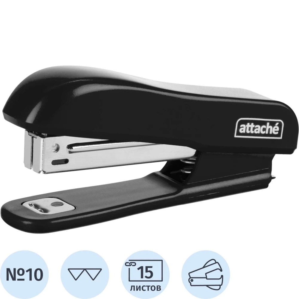 Степлер Attache Compact до 15 листов черный (скобы № 10, с антистеплером)