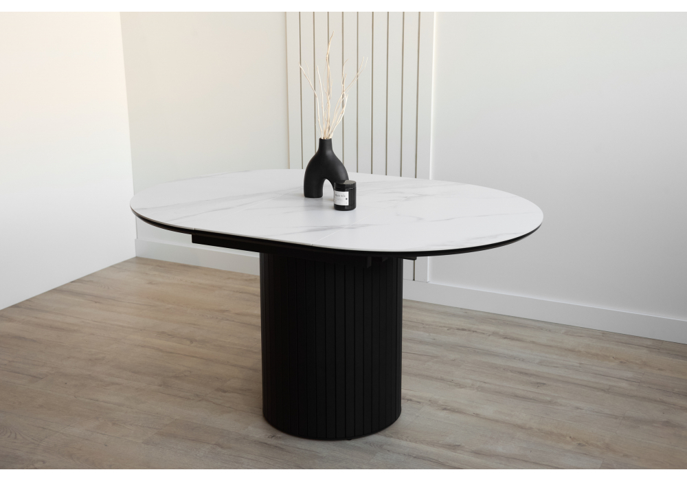 Керамический стол Woodville Лорен 100(140) snow white, черный