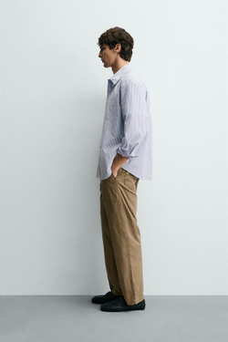 ZARA БРЮКИ STRAIGHT FIT С ЭФФЕКТОМ ПОТЕРТОСТИ, РЫЖЕВАТО-КОРИЧНЕВЫЙ