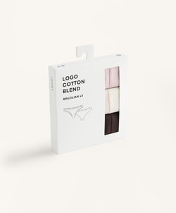 OYSHO Набор из 3 пар трусов-бразильяно из хлопковой смеси, лиловый