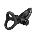 Черное эрекционное кольцо с 10 режимами вибрации и подхватом мошонки
