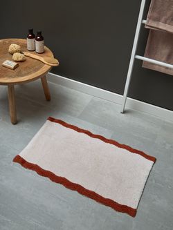 Коврик для ванной с кантом терракотового цвета из коллекции Trendy Ruffles, 50x80 см
