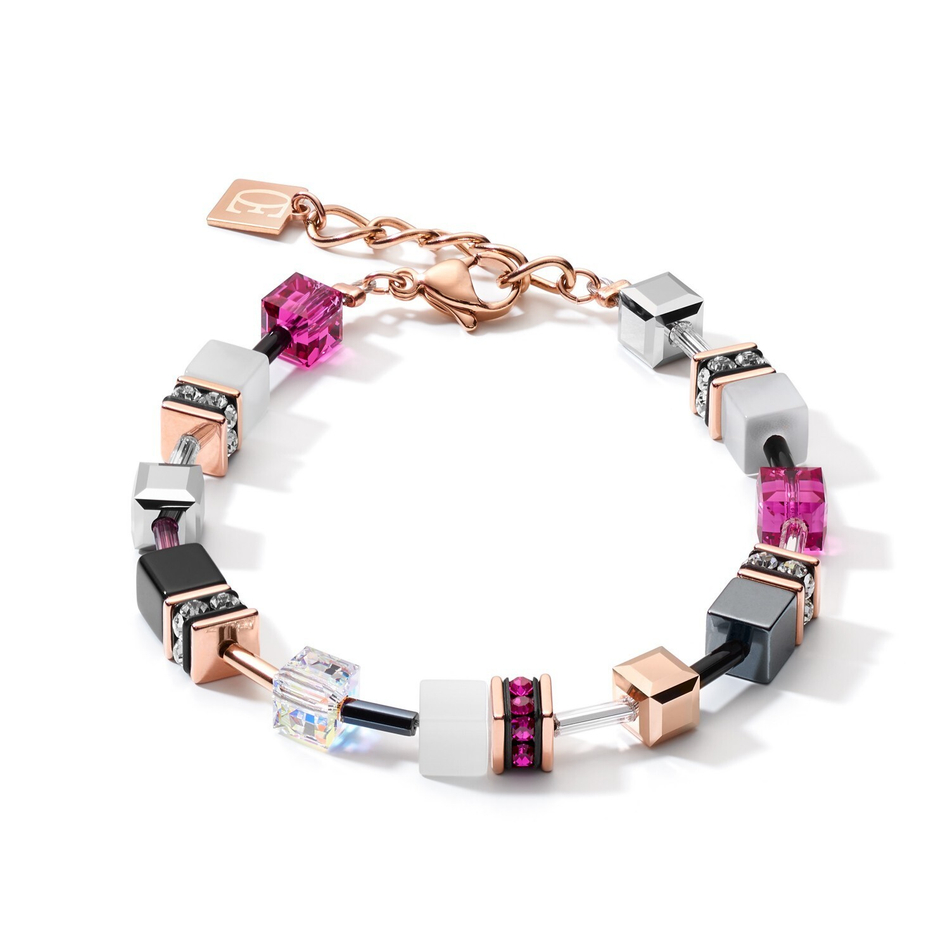 Браслет Coeur de Lion White&Pink Rose Gold 4013/30-0400 цвет розовый, золотой, белый, серый