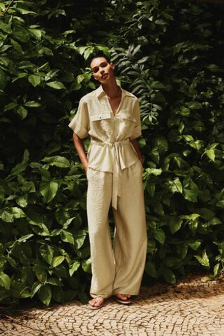 ZARA ШИРОКИЕ БРЮКИ С ЭЛАСТИЧНЫМ ПОЯСОМ, РЫЖЕВАТО-КОРИЧНЕВЫЙ