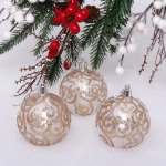 Новогодние шары 7см (набор 3шт) «Зимние узоры», шампань