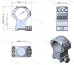 Кольца VECTOR X-Accu на базу Picatinny | Weaver, ø30 мм (6 винтов), BH=20 мм