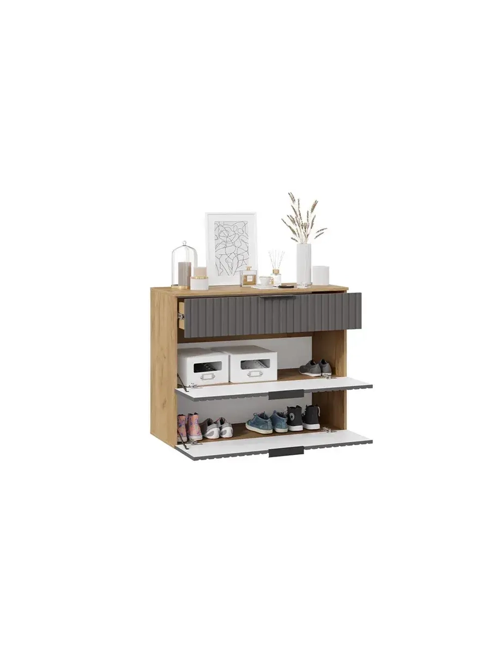 Прихожая с зеркалом Дуб Крафт золотой 100х43х170