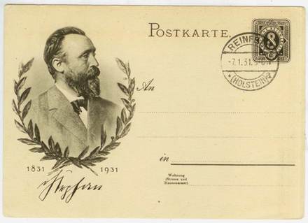 Почтовая карточка Германия, III-Рейх 1831 - 1931 (Печать Рейн - Холштайн 7.1.31)