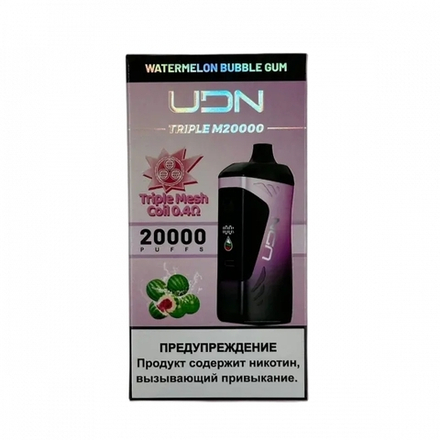 UDN Triple M20000 Watermelon bubble gum - арбузная жвачка 20000 затяжек 20мг (2%)