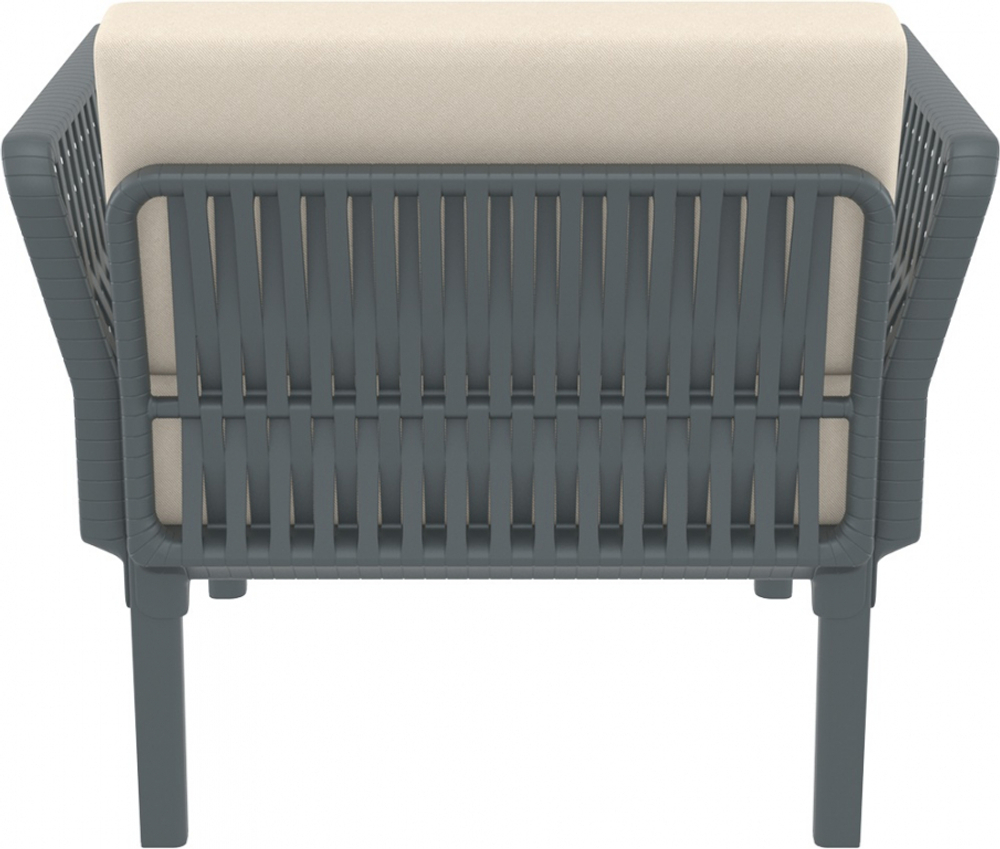 Кресло пластиковое с подушками Siesta Contract Portofino Lounge, темно-серый, бежевый