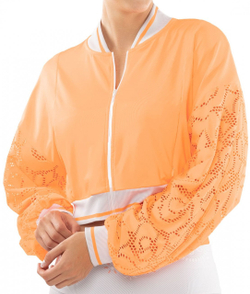 Женская Кофта теннисная Lucky in Love Eyelet Go Lace Cropped Bomber Jacket Women - Оранжевый