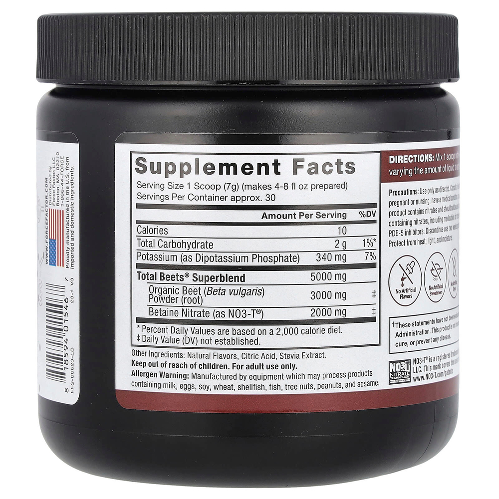 Force Factor, Total Beets, оригинальный напиток в порошке, свекла и ягоды граната, 210 г (7,4 унции)