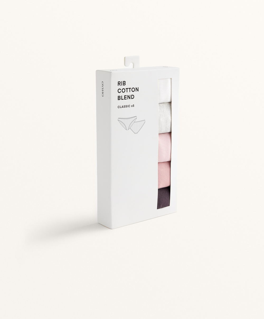 OYSHO Набор из 5 пар классических трусов из хлопковой смеси, розовый