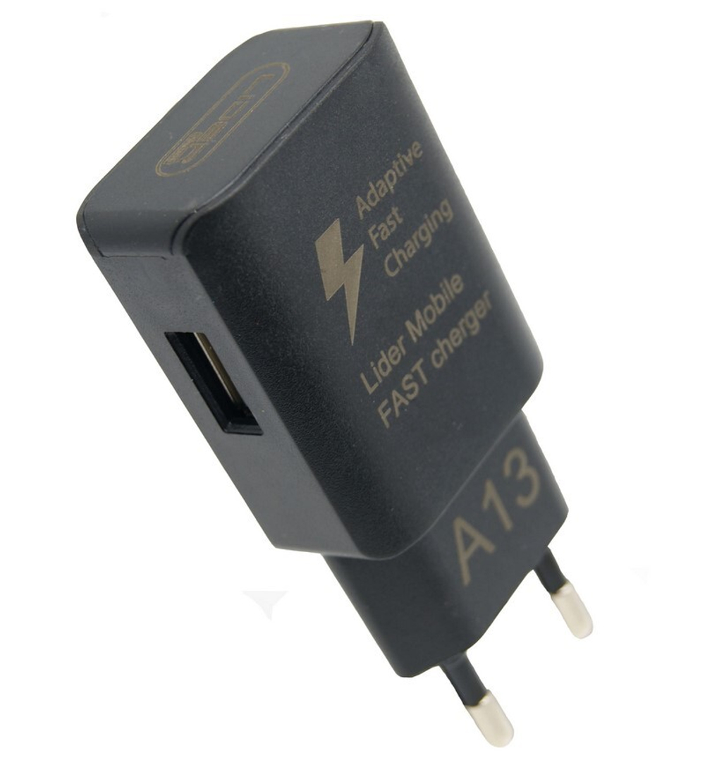 Сетевой адаптер питания Lider Mobile A-13 1USB 2A (черный) в пакете