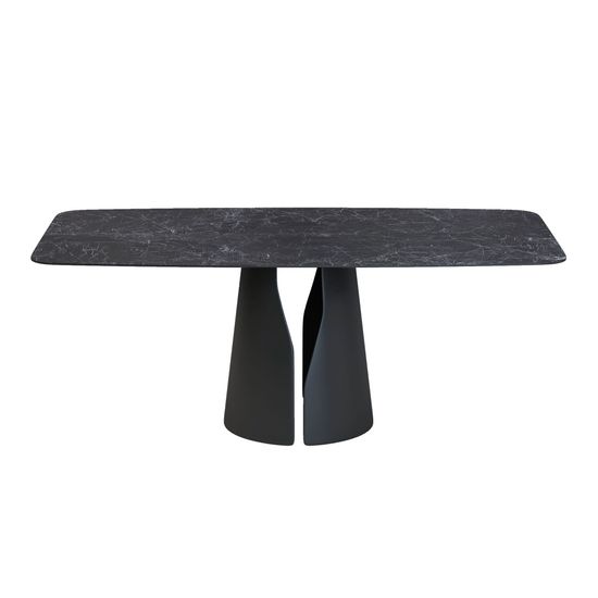 Стол овальный GIO 180, керамика матовая, черная