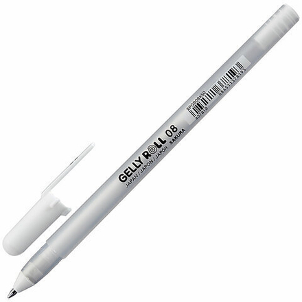 Ручка гелевая БЕЛАЯ, SAKURA (Япония) "Gelly Roll", узел 0,8 мм, линия письма 0,4 мм, XPGB#50