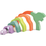 Развивающая игрушка 3 в 1 "На сафари со слонами" для малышей (пирамидка, пазл, игра-балансир)
