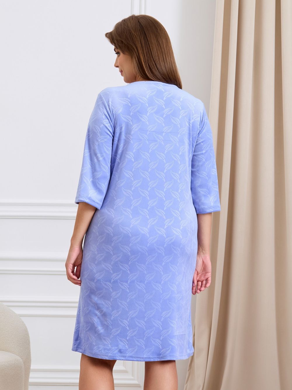 Халат Бархат Виотекс ПЫЛЬНО-ГОЛУБОЙ