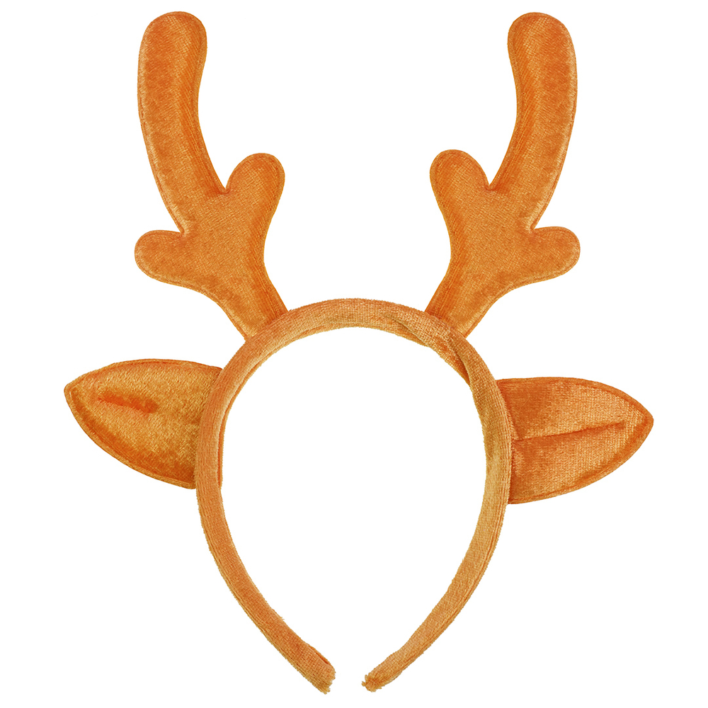 Ободок Оленьи рожки с ушками Коричневый