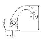 Смеситель для раковины 1/2 кер. MIXLINE ML09-04 п/шпильку (без подводки)