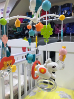 106851/Музыкальная карусель на кроватку "Elefantino" синий на бат. 108 мелодий, 5 вращ. игрушек