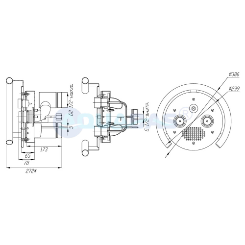 ПТ.75.1 Противоток (закладная деталь с лицевой панелью и сенсорной пьезокнопкой) 75 м3/час