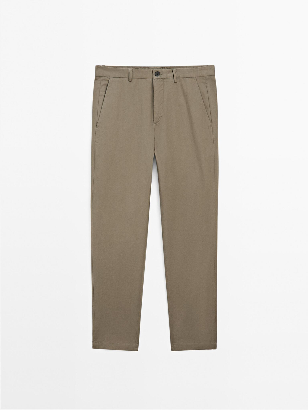 Massimo Dutti Зауженные брюки из хлопковой смесовой ткани, хаки