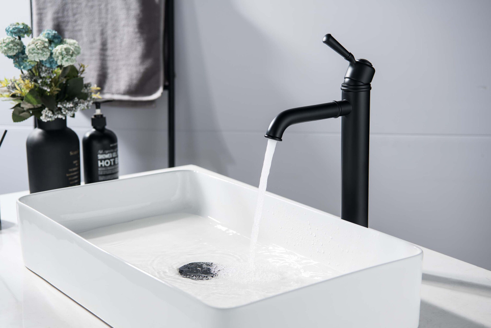 Смеситель для раковины 235, без донного клапана AQUATEK, матовый черный AQ1504MB КЛАССИК