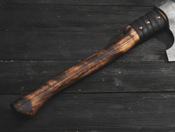 Топор "Брату от брата", рукоять комель берёзы (обжиг)