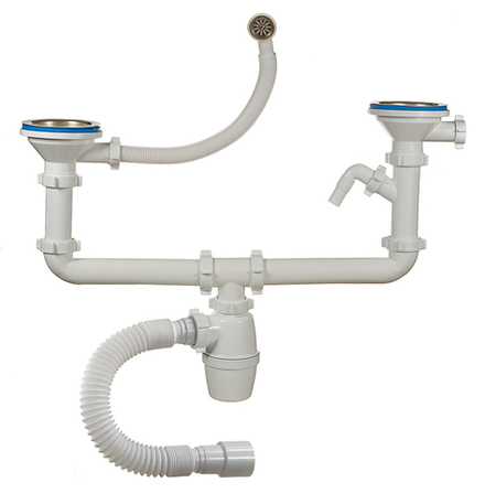 Сифон ORIO Z-40093 двойной бутылочный разноуровневый двухчашевый