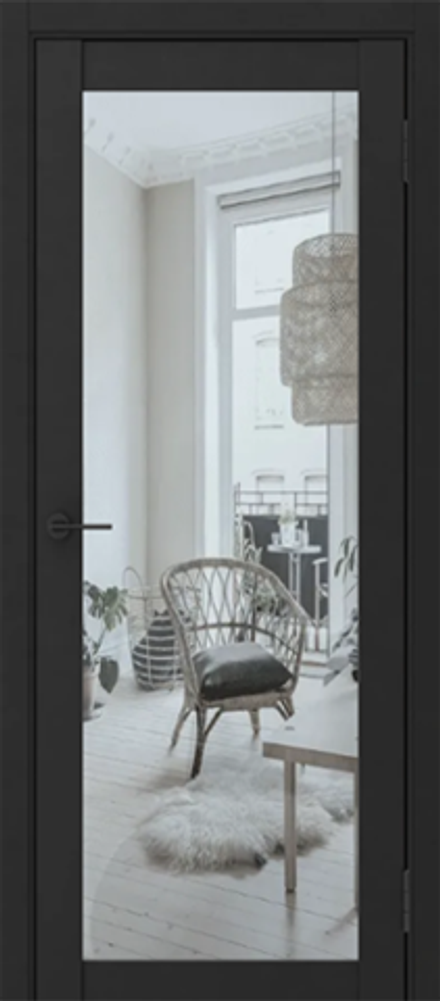 Межкомнатная дверь Фрамир Canva 1 PO Прозрачное Чёрный софт